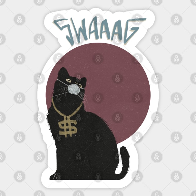 Black cat swag Sticker by BAJAJU